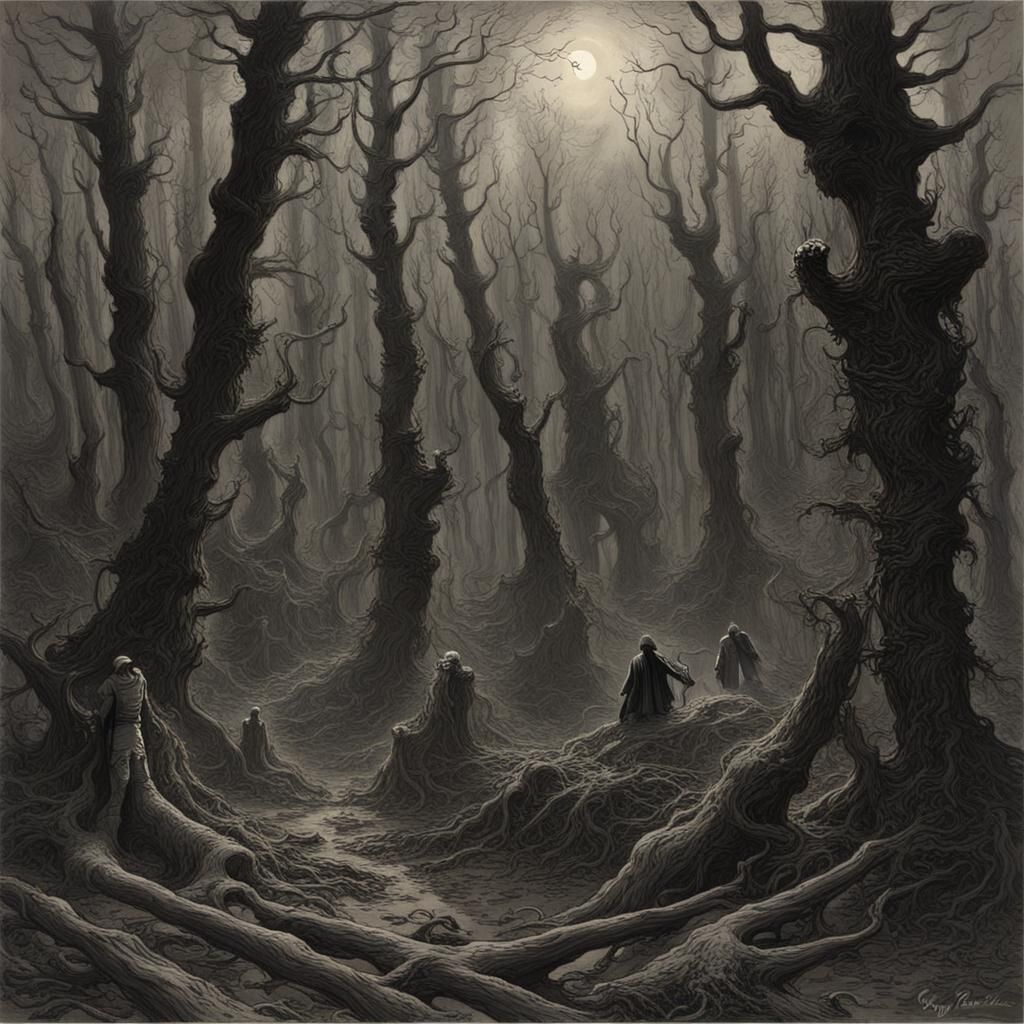 Eerie Autumn Forest in Gothic Horror Style