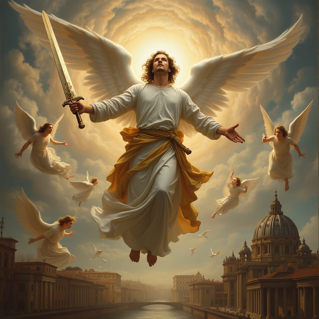Angel Gabriel Flies Above Vatican: Renaissance Art