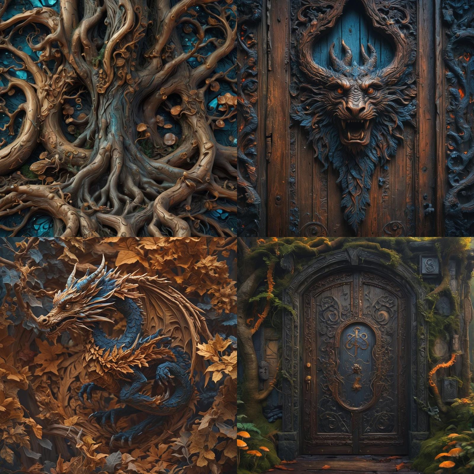 Detailed Wood Carving in Fantasy Concept Art Style