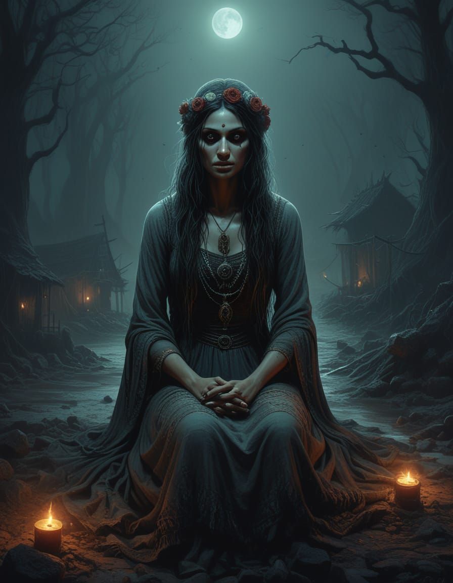 Gypsy Woman in Surreal Dystopian Dreamscape