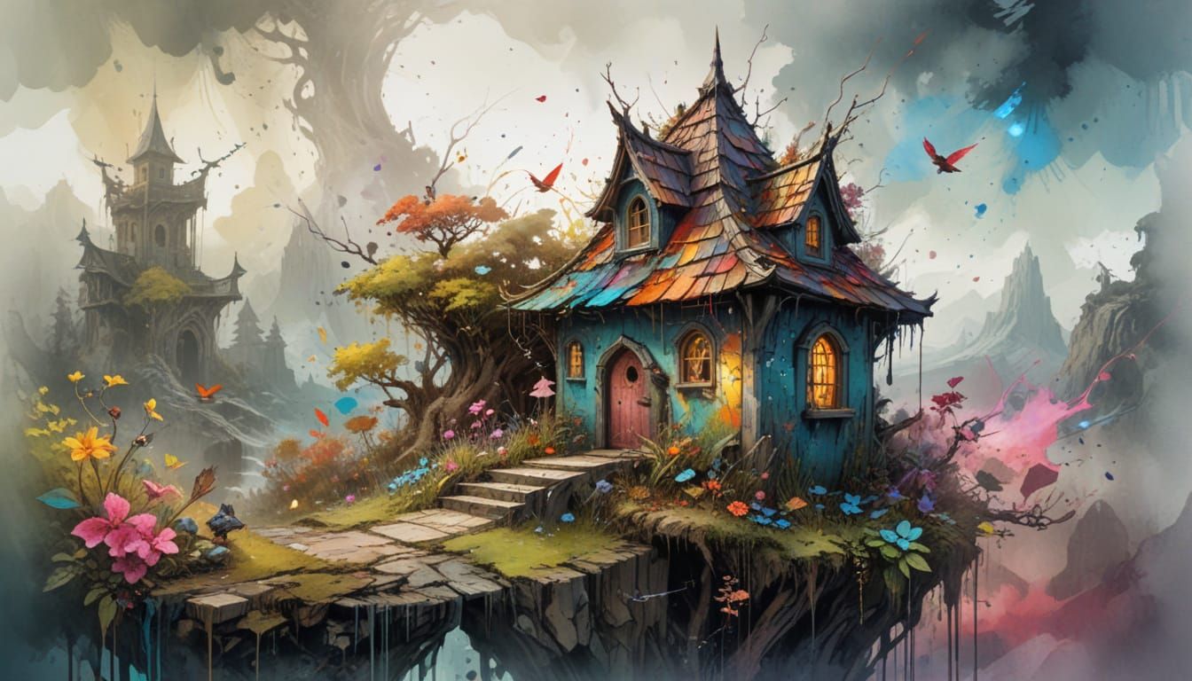 Birdhouse Fantasy Landscape with Arcane Magic