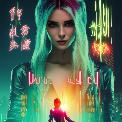 Cyberpunk Witch Dancing with Cat in Forest