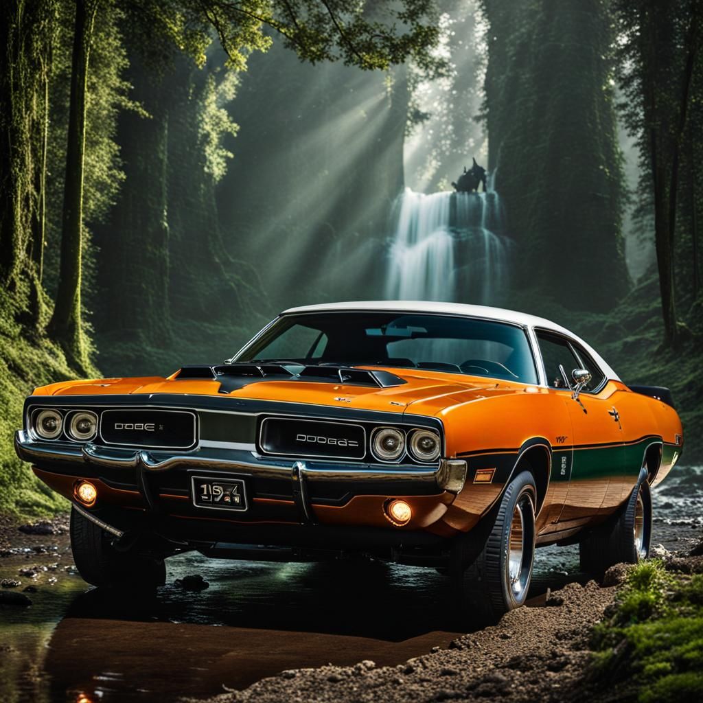 Dodge Charger on Bone Road: Dark Fantasy Concept Art