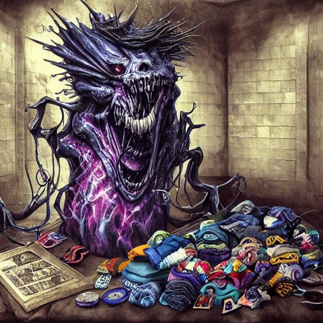 Haunted Gym Bag Eats Socks: Fantasy Art Portrait