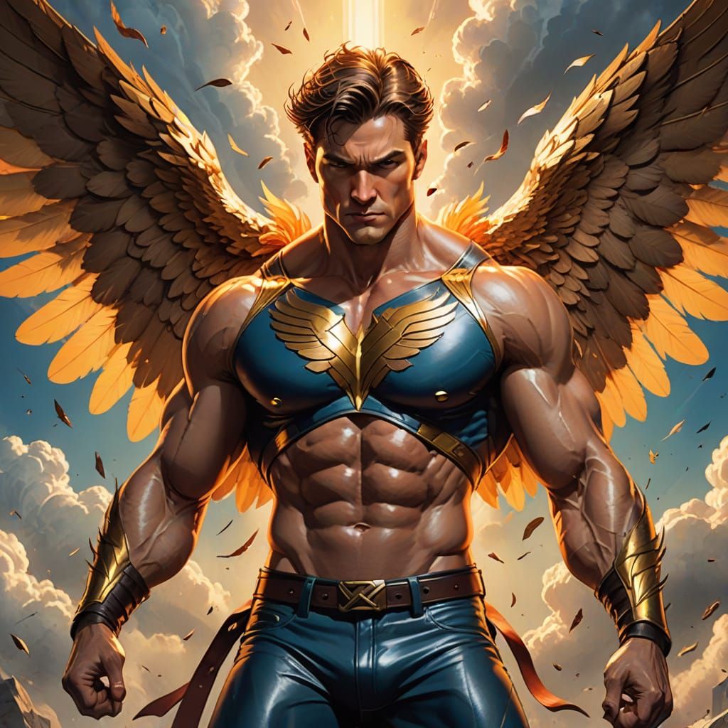 Heroic X-Men Angel in Dynamic Comic Book Style