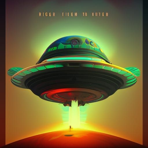 UfO saucer. Vintage Roger Dean Vinyl Album cover style.