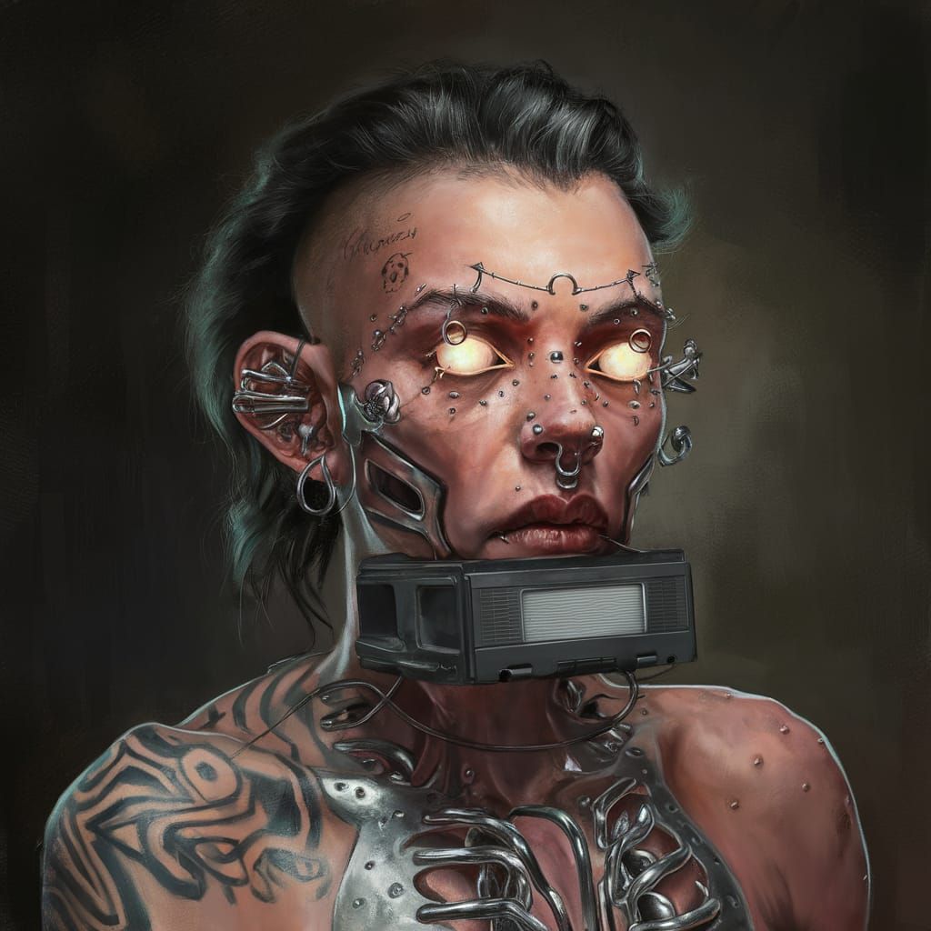 Hyperrealistic Androgynous Body Modification Portrait