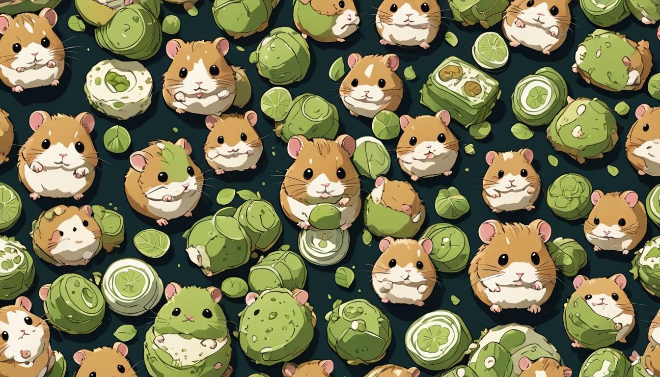 Matcha Hamster in Anime Style