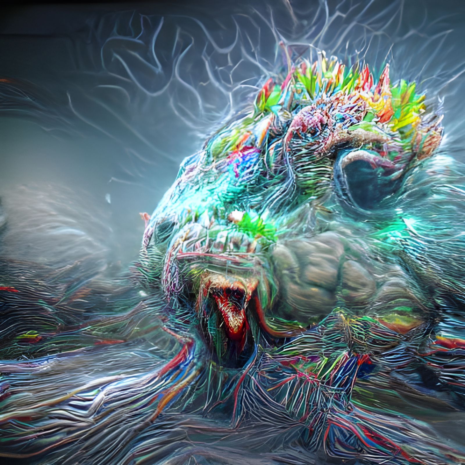 Detailed 8K Brain Monster Digital Rendering