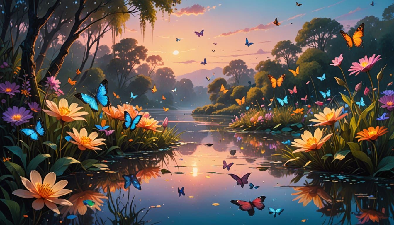 Surreal Dreamscape in Vibrant Oil Painting