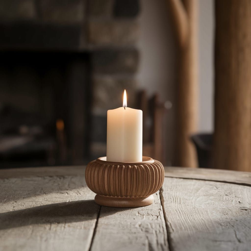 Warm Candlelit Scene in a Cozy Rustic Interior