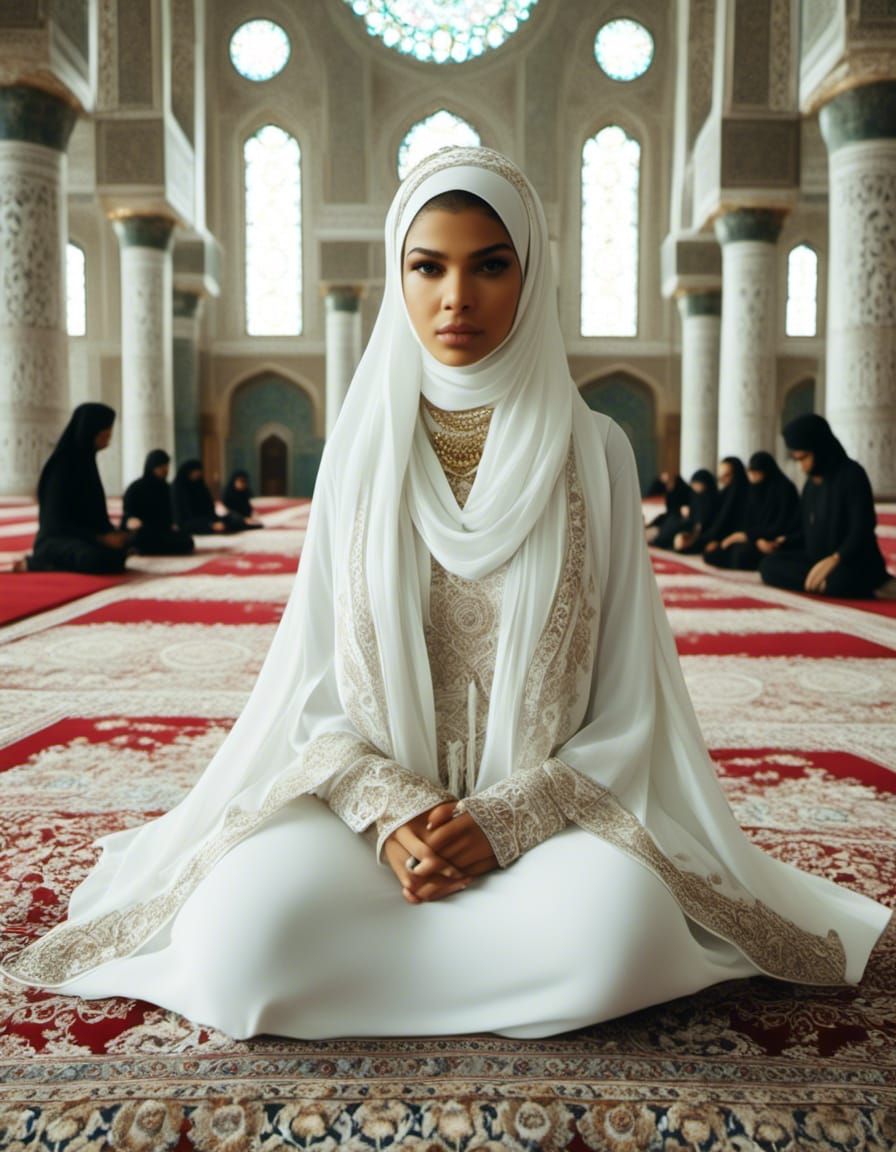 Zendaya in White Hijab: AI-Generated Portrait