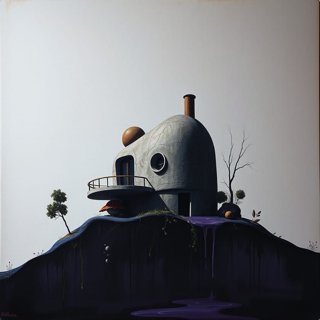 Organic Abode in Violet Hues, Surrealist Dreamscape