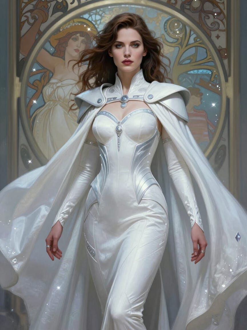 Regal Emma Frost in Cyber-Couture Digital Painting