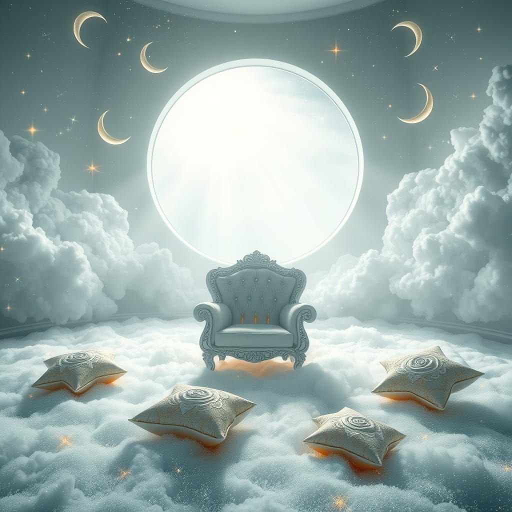 Dreamlike Celestial Room with Moonstone Chair
