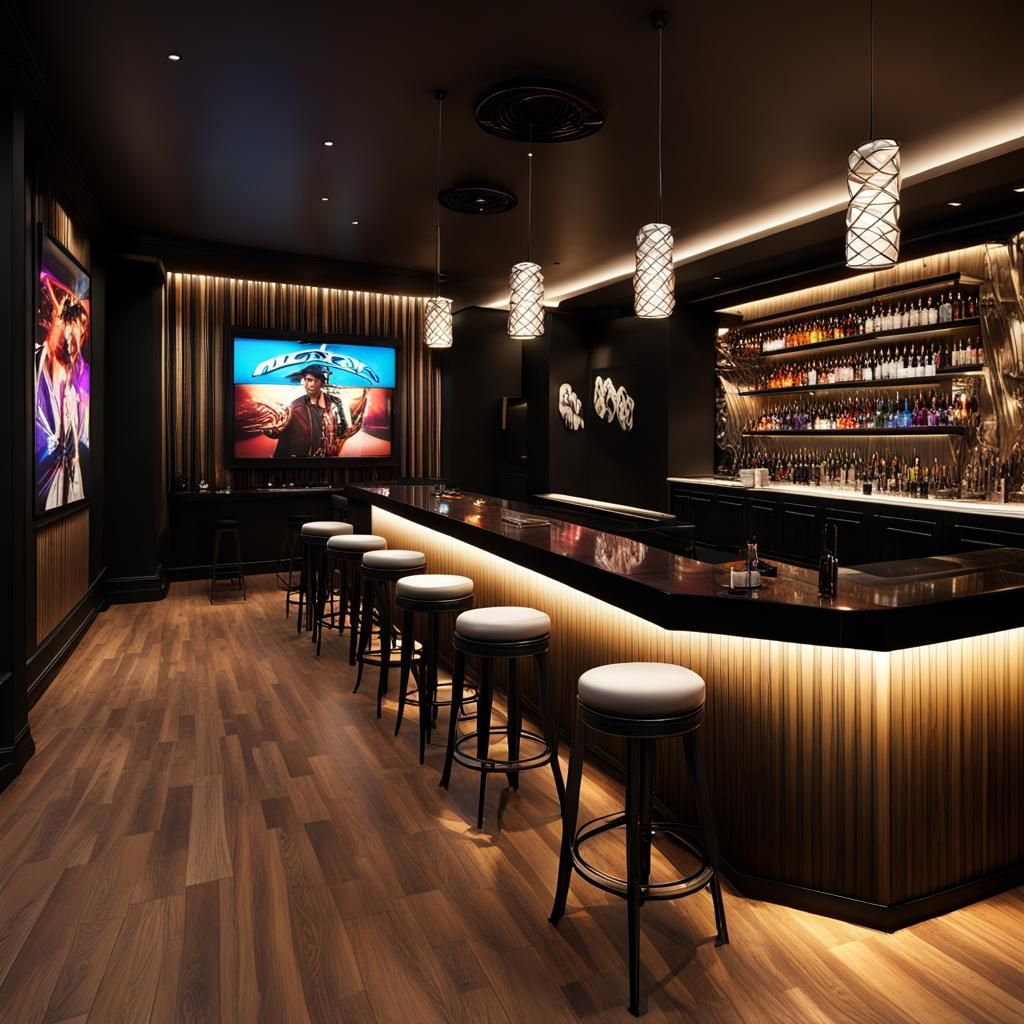 Hard Rock Nightclub Interior with Billiard Sticks