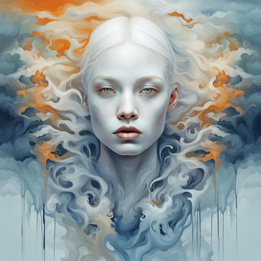 Albino Girl by Twilight River: Abstract Art