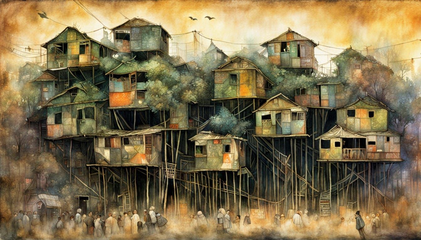 Dystopian Treehouse Metropolis in Decay