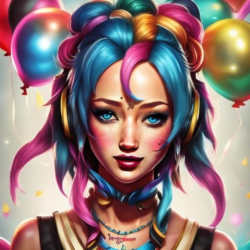 A Whimsical Jennifer Lawrence as a Vibrant Party Clown