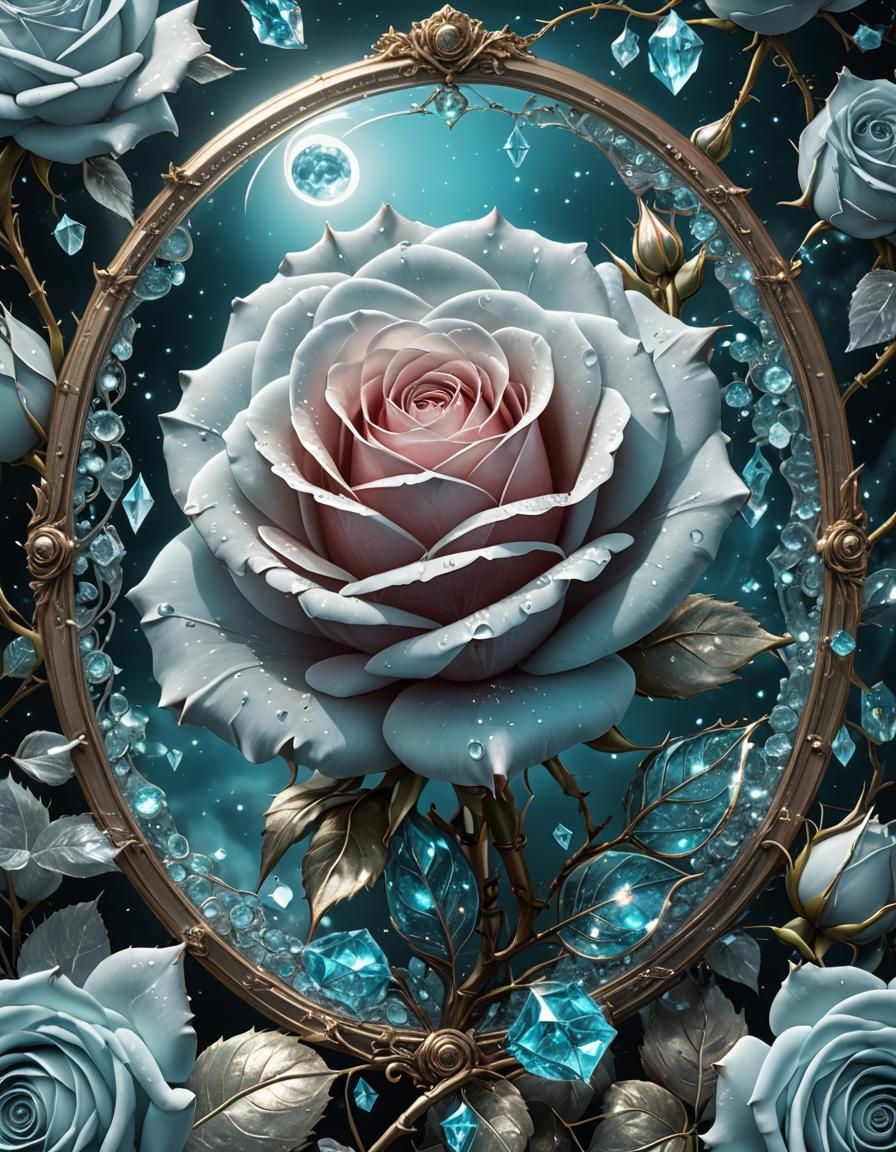 Cyan Constellation Rose in Ethereal Fantasy Art