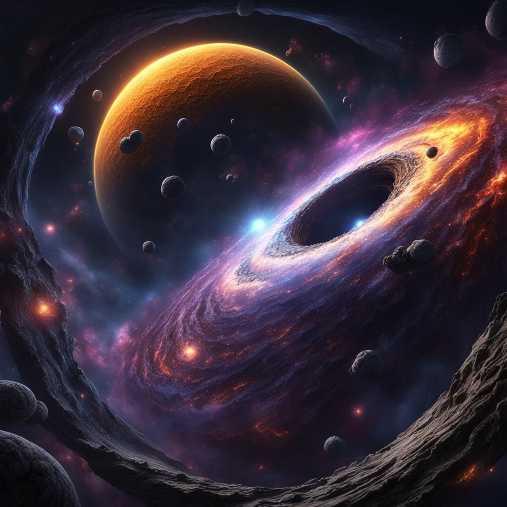 Galaxy Swallowed by Black Hole: Epic Digital Matte Painting