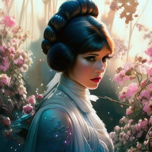 Detailed Princess Leia Portrait in Digital Painting Style