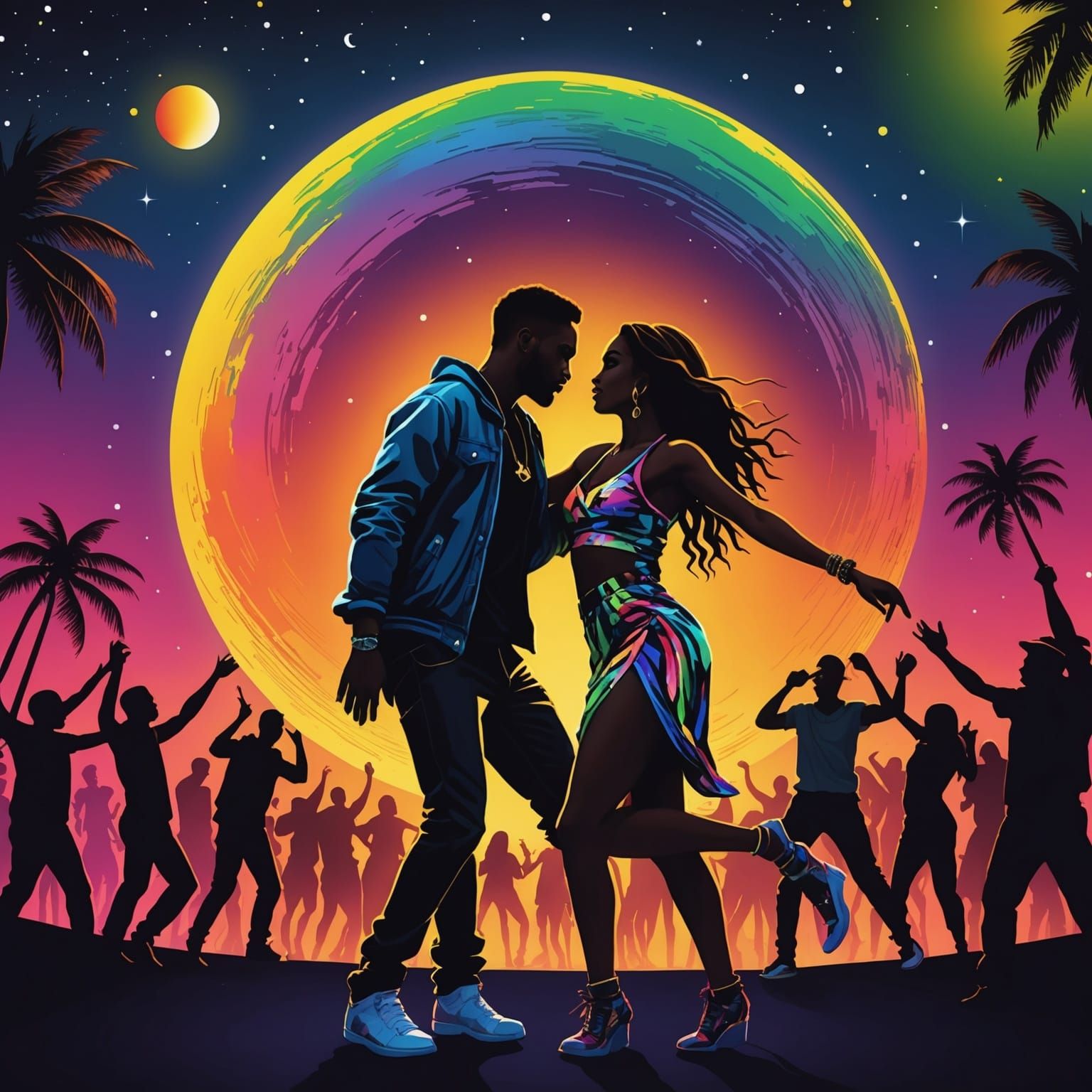 Romantic Reggaeton Song Cover with Dancing Silhouettes