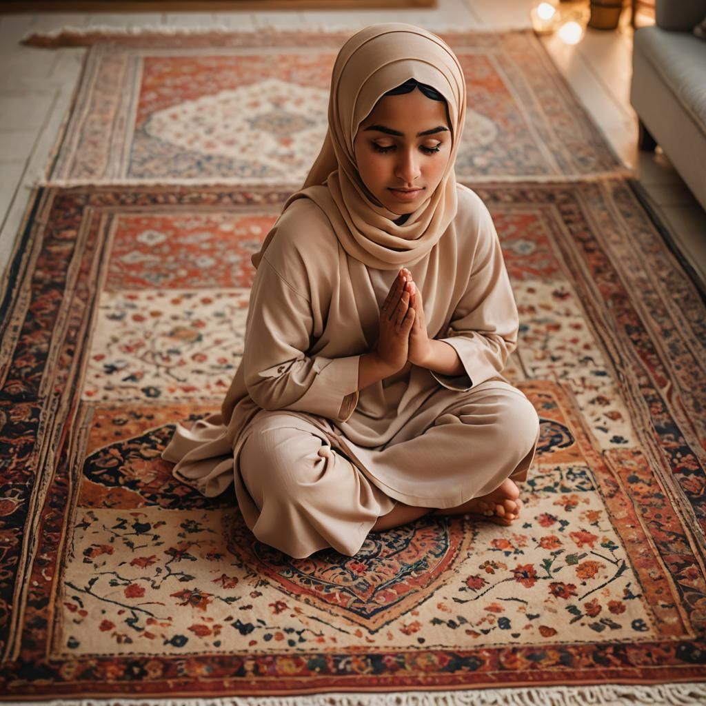 Young Muslim Girl in Golden Hour Light