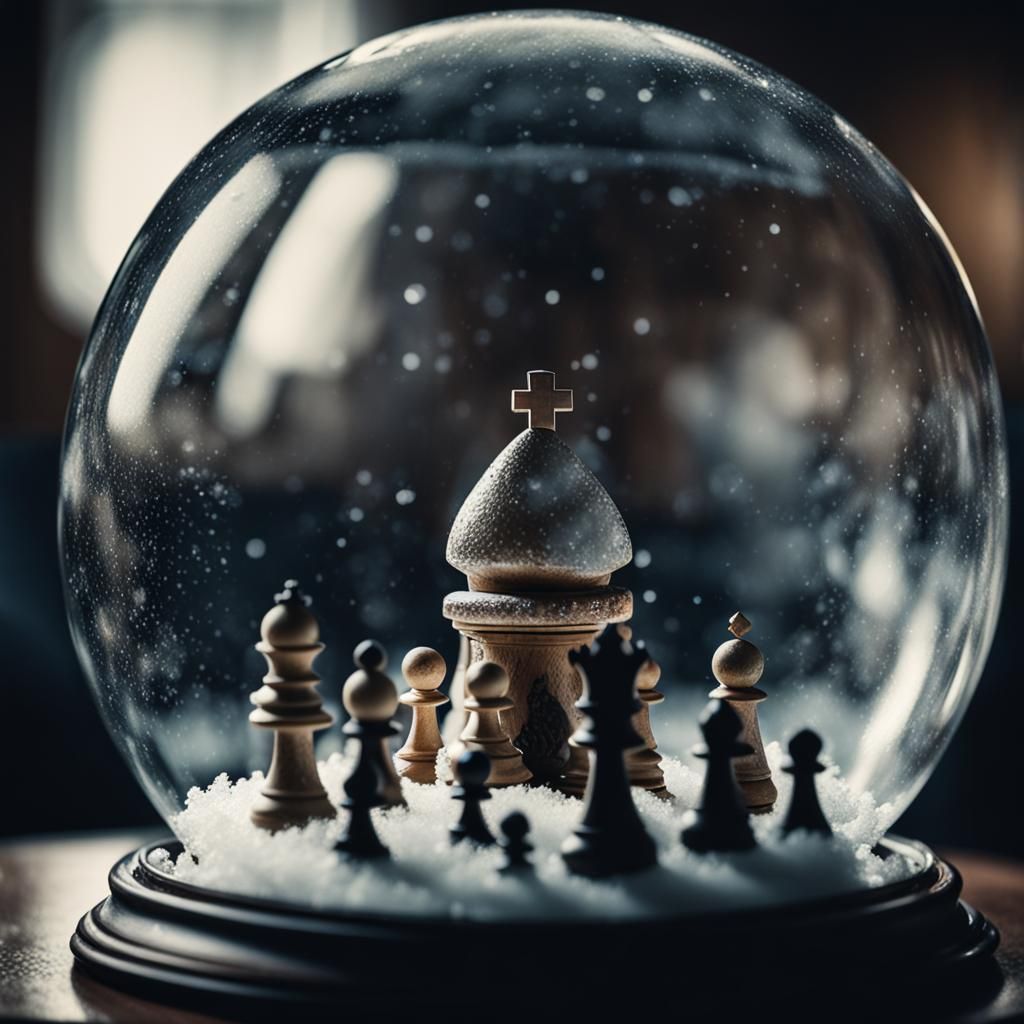 Chess Game Encased in Glass Globe