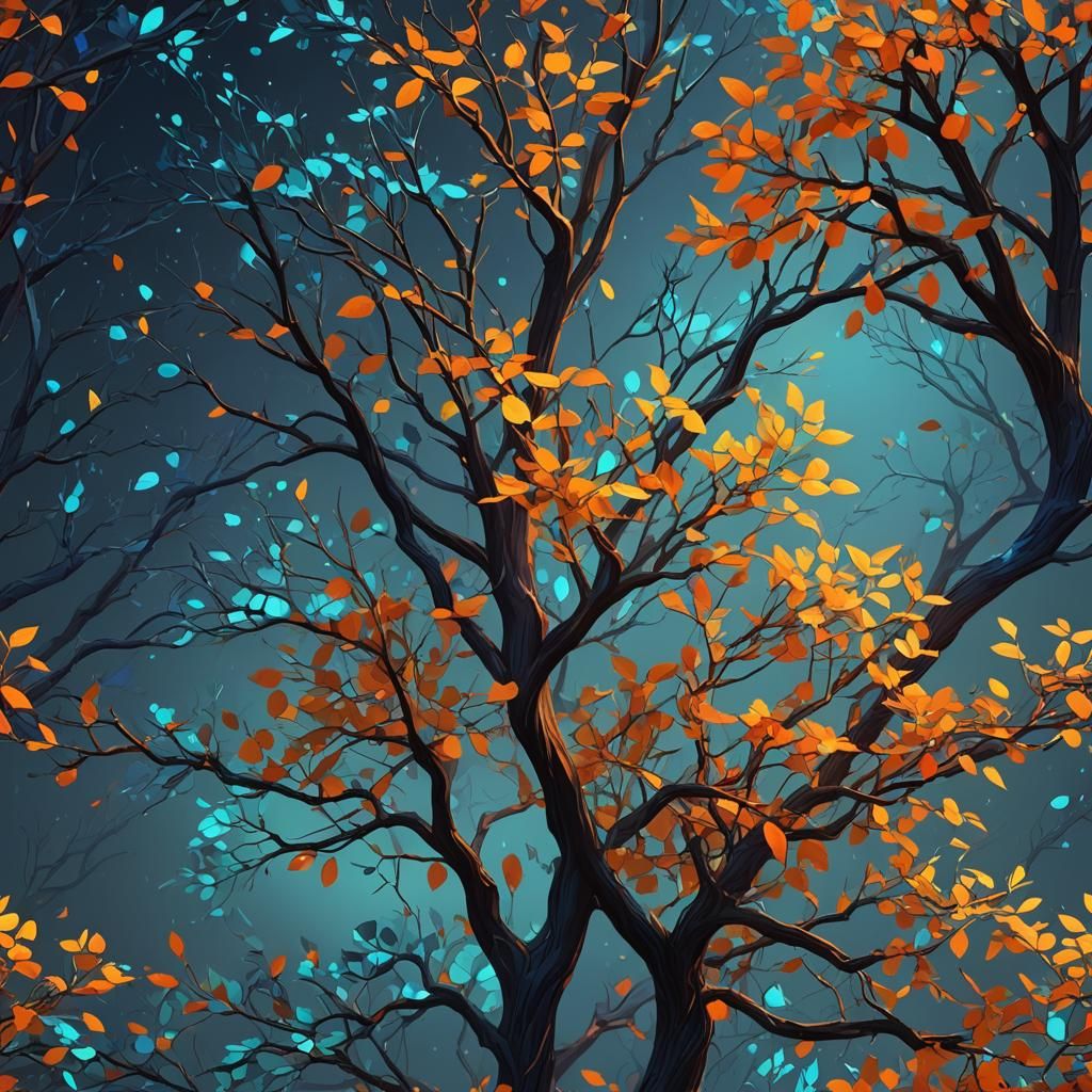 Colorful Tree in Minimalist Fantasy Concept Art