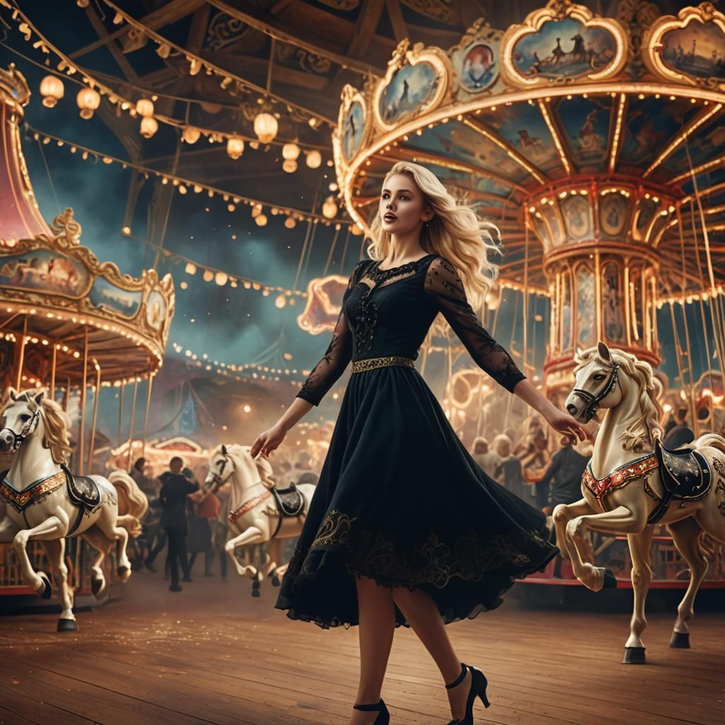 Fairground Waltz with Blonde Lady: Digital Art