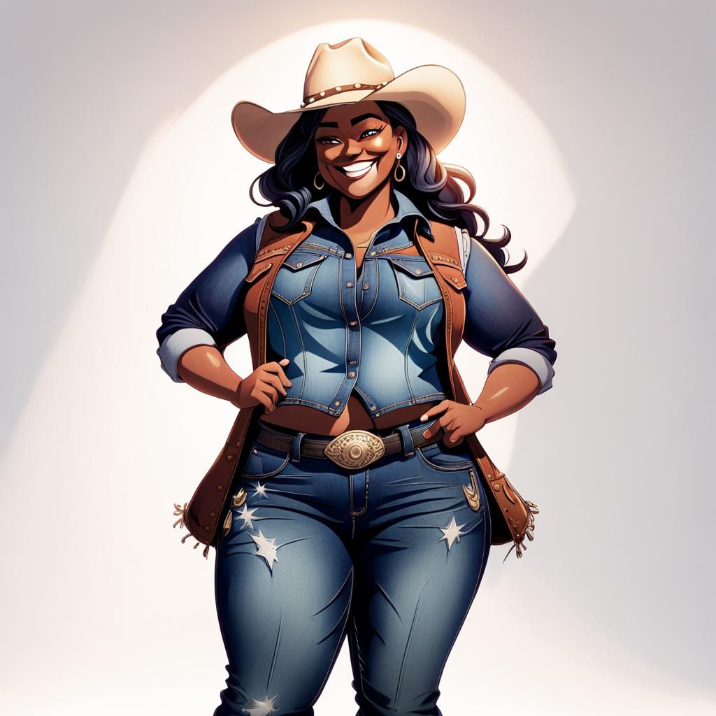 Anime Woman Poses in Western Outfit