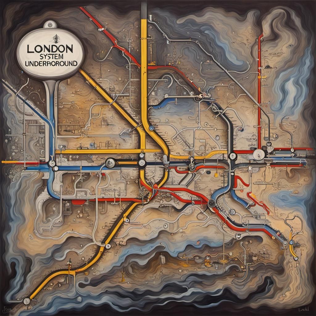 Surrealist London Underground Map, Dali Style