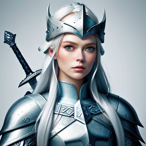 Elegant Viking Warrior in Pastel Hues