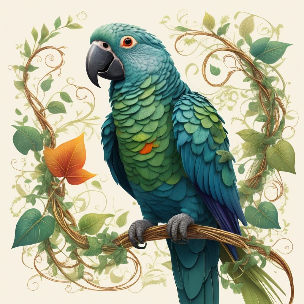Parrot Speaking Italian with Vine Words