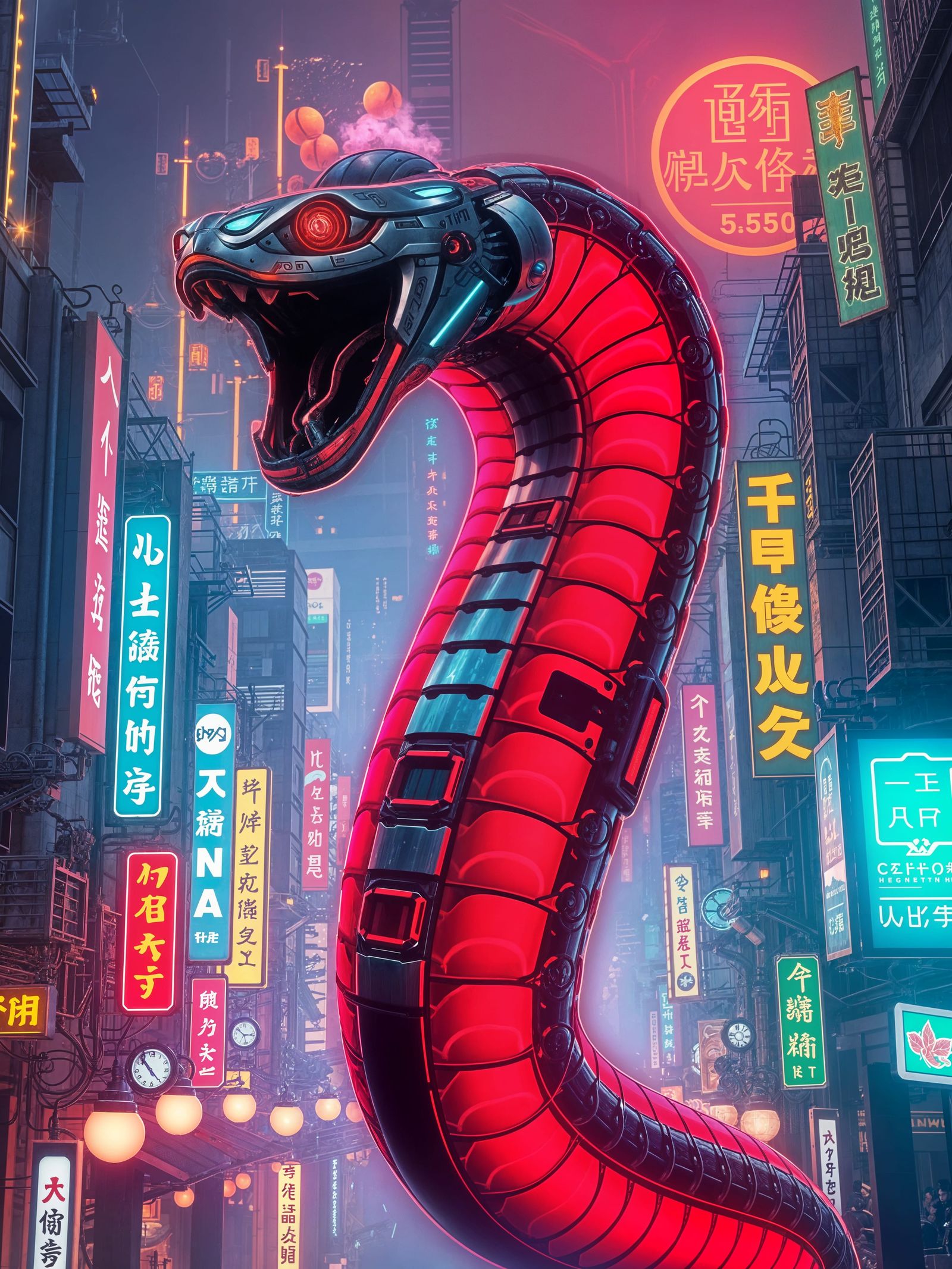 Cyborg Snake in Epic Futuristic Steampunk Fantasy