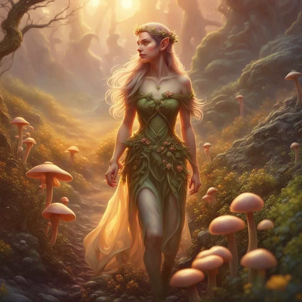 Elf Woman Brings Life to Wasteland in Ethereal Style