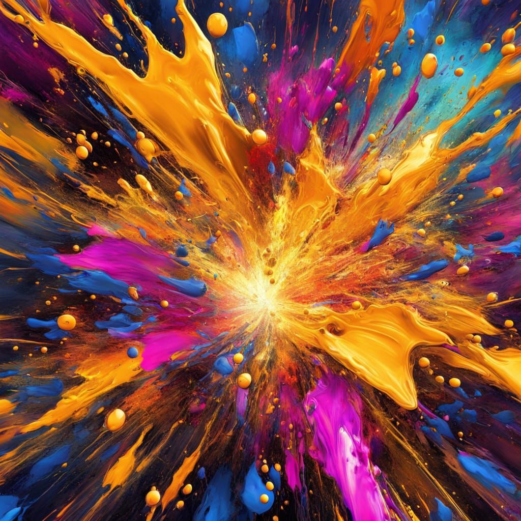 Explosive Abstract Art in Vibrant Oil Painting Style
