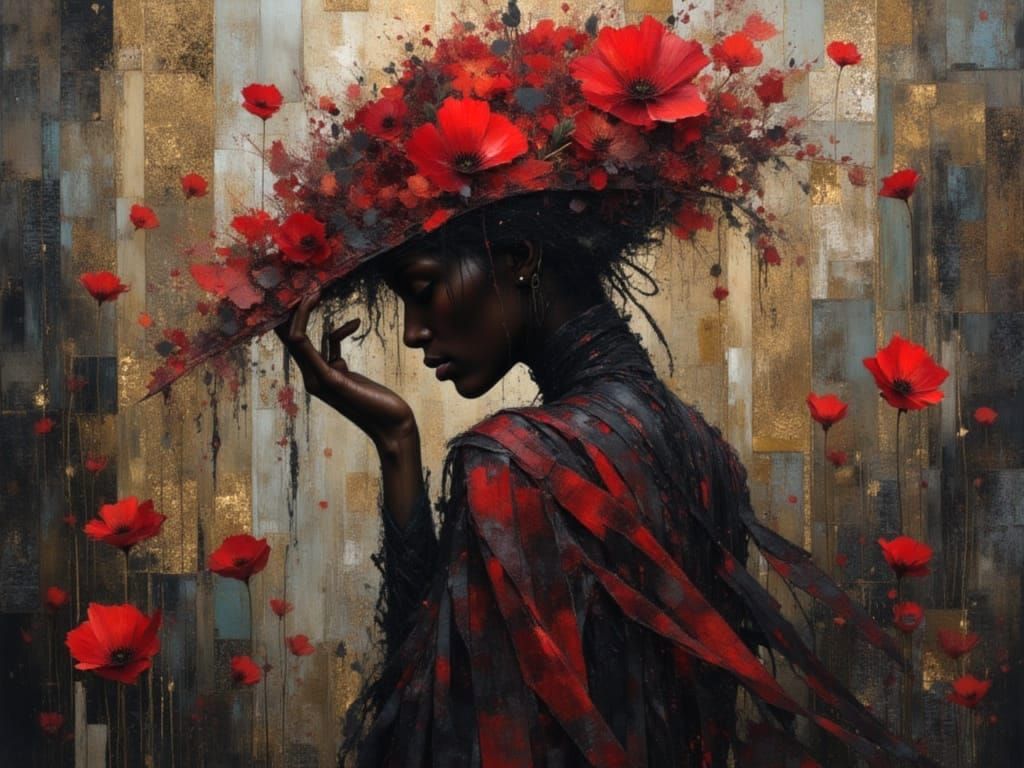 Abstract AI Portrait: Sorrow and Earth Tones