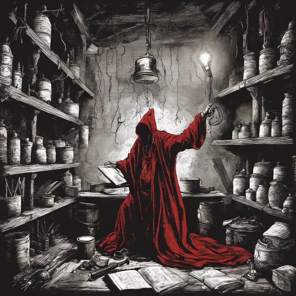 Dark 1920s Cellar Ritual with Chanting Cultist