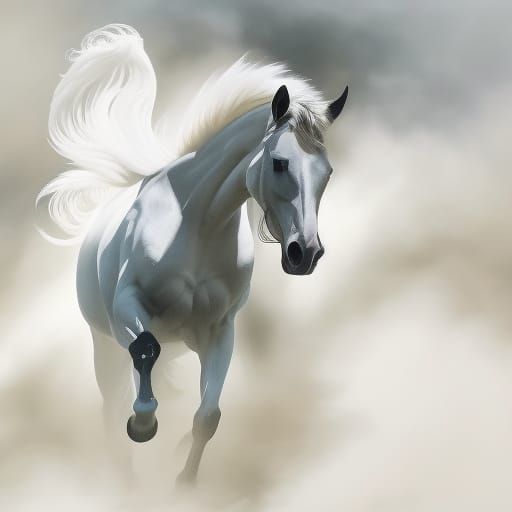 White Horse Galloping: A Chinese Ink Painting
