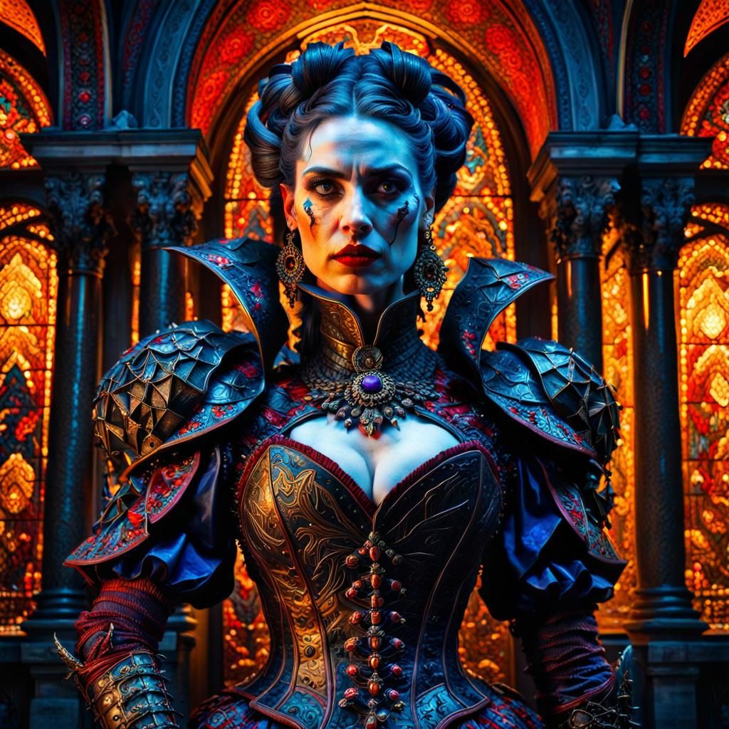 Vampire Woman in Elaborate Milanese Armor