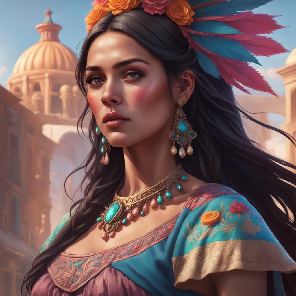 Detailed Portrait of a Mexican Princess
