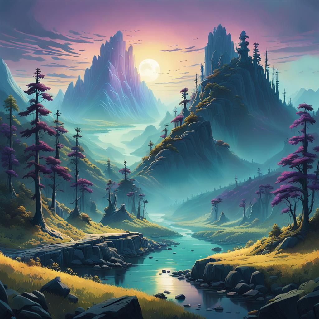Mystical Mountain Range Concept Art