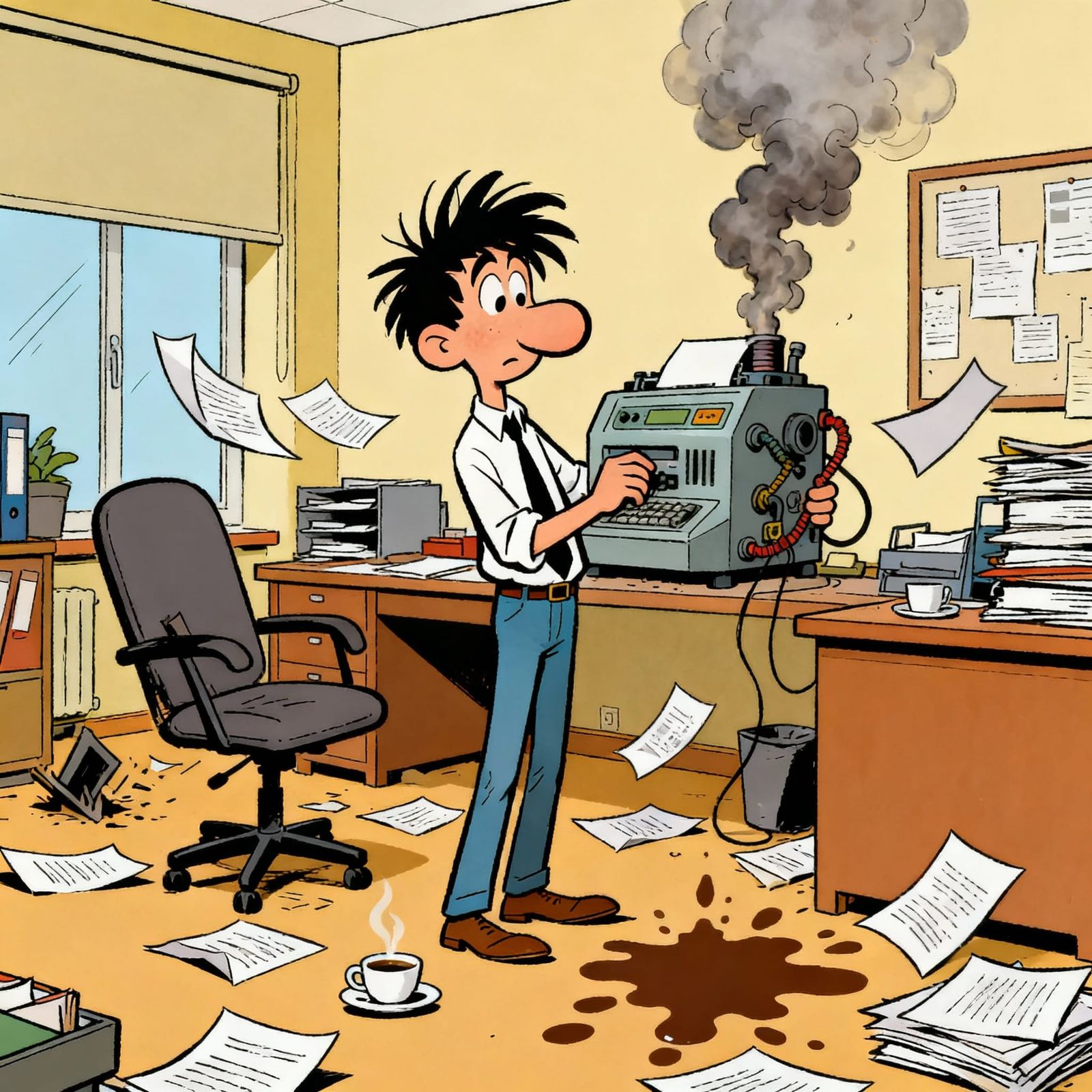 Gaston Lagaffe Cartoon in André Franquin Style