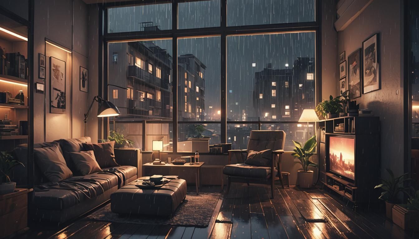 Cozy City Apartment at Night in 3D Animation