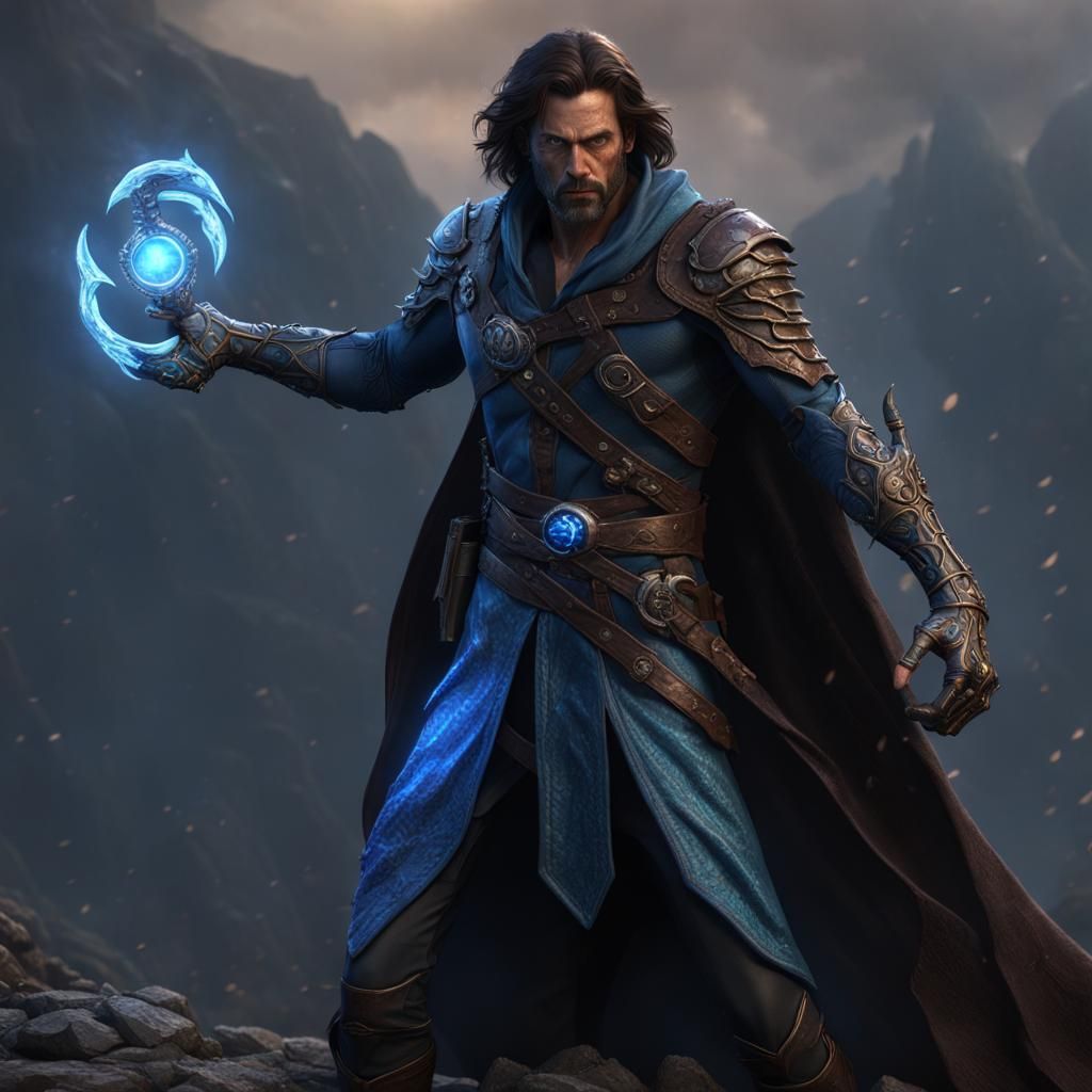 Man with Glowing Dagger in Fantasy Concept Art