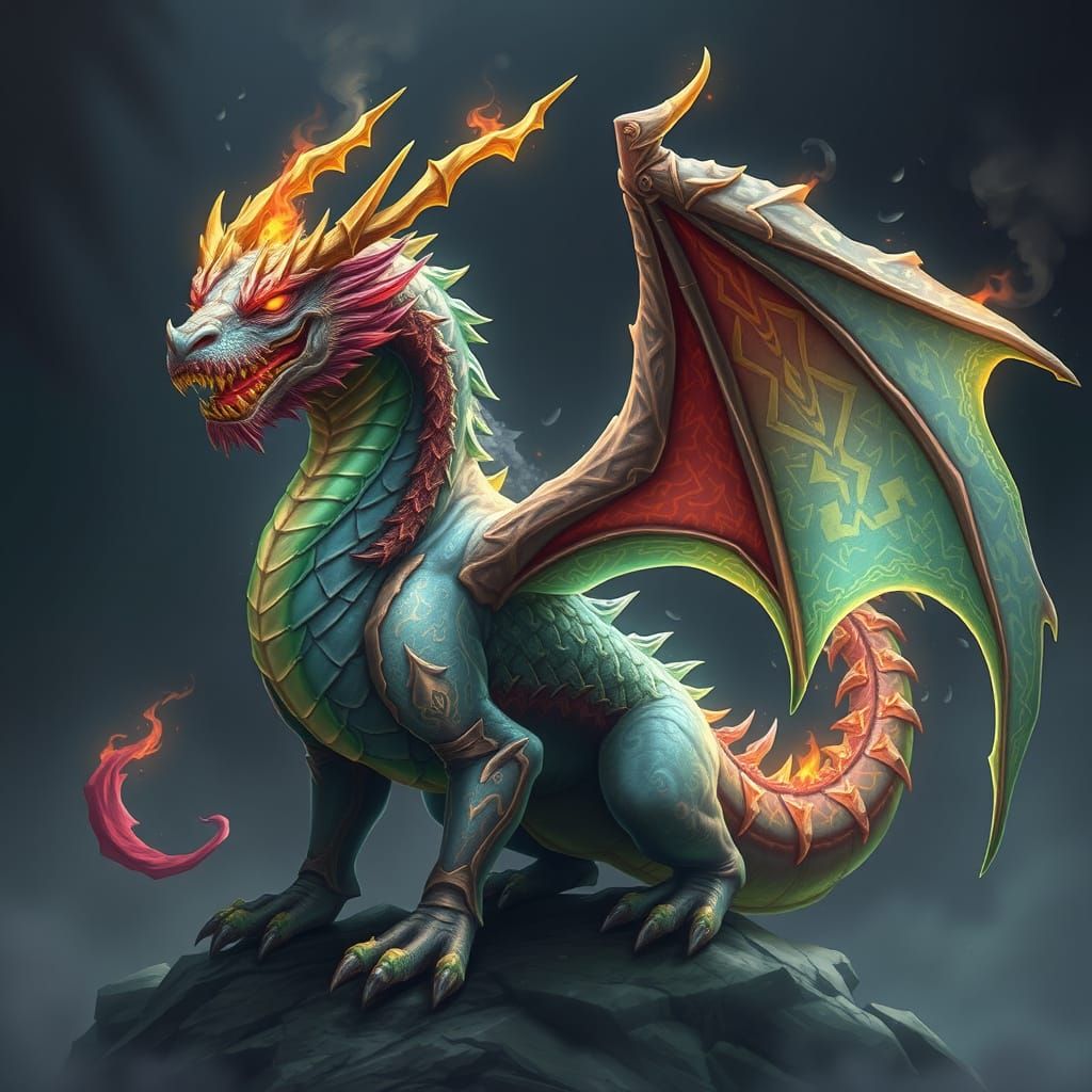 Elemental Dragon: A Fusion of Fire, Water, Earth, Air