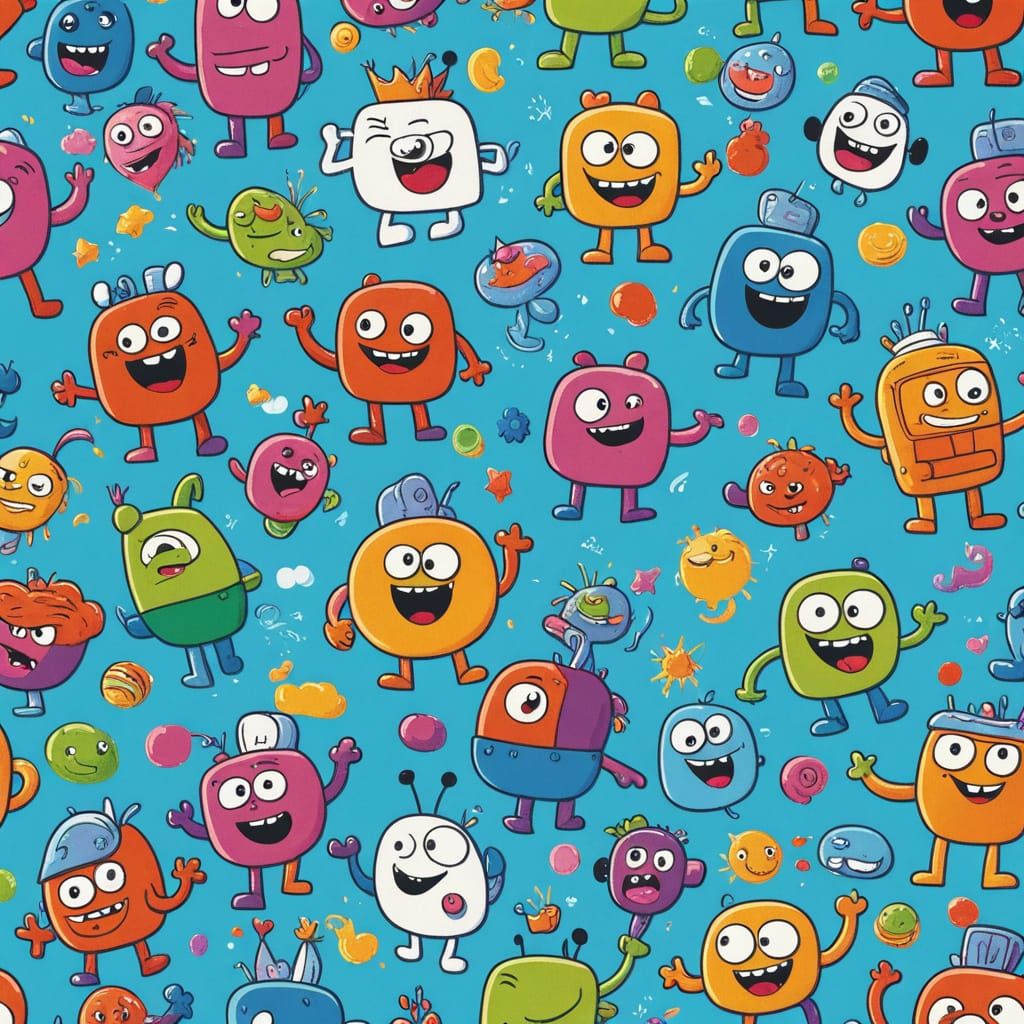 Vibrant Cartoon Characters Compete in Whimsical Challenge