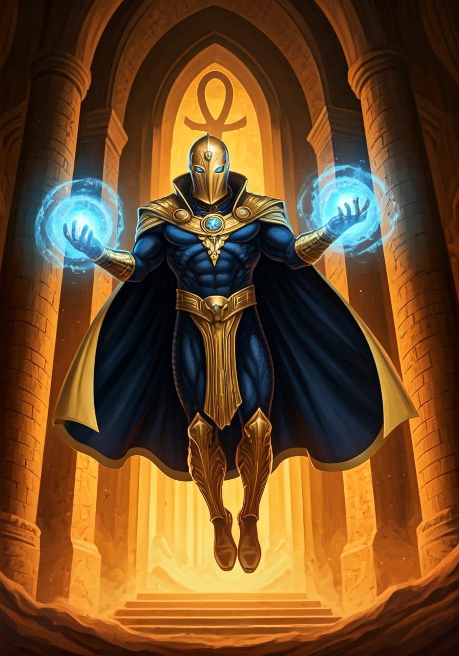 Dr. Fate Battles Shadow Figure with Magic